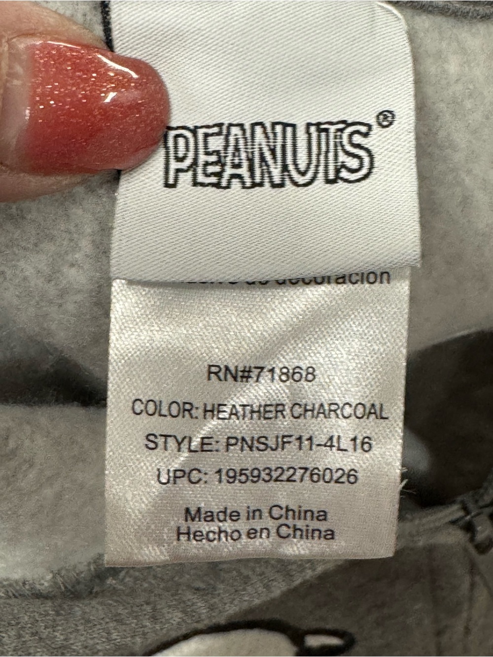 Peanuts Gray Snoopy & Woodstock Full-Zip Hoodie Pit 24” L26” - Picture 6 of 8